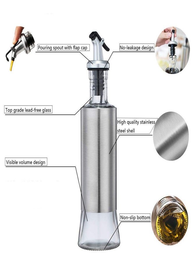 باسكيتي مجموعة موزعات زيت وخل زجاجية من تصميم Baskety، زجاجات توابل سعة 500 مل لزيت الزيتون والخل وسوائل المطبخ (عبوة من قطعتين) - Image 3